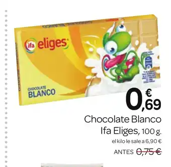 Supermercados El Jamón Chocolate Blanco Ifa Eliges, 100 g. oferta
