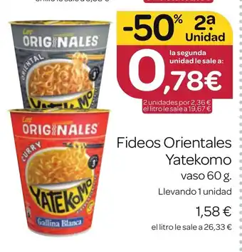 Supermercados El Jamón Fideos Orientales Yatekomo oferta