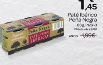 Supermercados El Jamón Paté Ibérico Peña Negra 83g. Pack-3 oferta