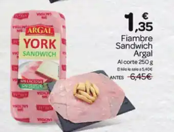 Supermercados El Jamón Fiambre Sandwich Argal oferta