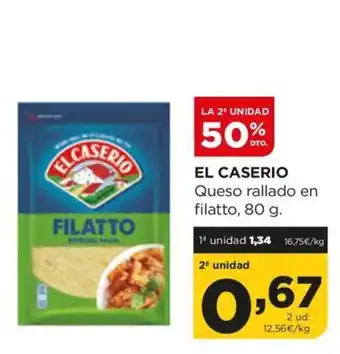 Alimerka EL CASERIO Queso rallado en filatto, 80 g. oferta