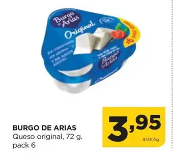 Alimerka BURGO DE ARIAS Queso original, 72 g. pack 6 oferta