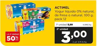 Alimerka ACTIMEL Yogur líquido 0% natural, de fresa o natural, 100 g. oferta