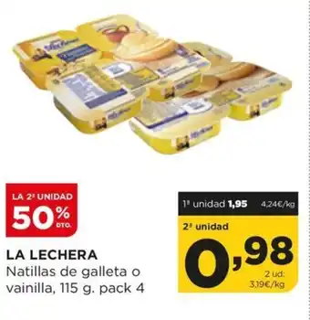 Alimerka LA LECHERA Natillas de galleta o vainilla, 115 g. pack 4 oferta