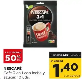 Alimerka NESCAFÉ Café 3 en 1 con leche y azúcar, 10 uds. oferta