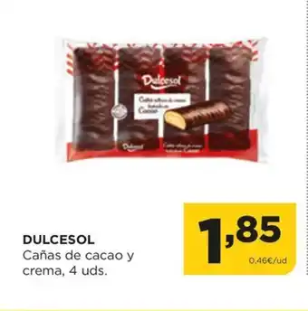 Alimerka DULCESOL Cañas de cacao y crema, 4 uds. oferta