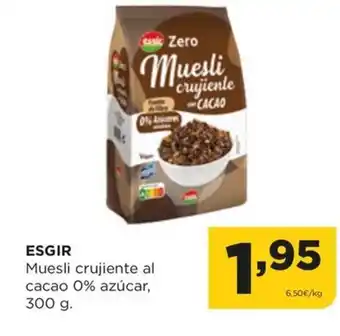 Alimerka ESGIR Muesli crujiente al cacao 0% azúcar, oferta