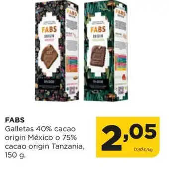 Alimerka FABS Galletas 40% cacao origin México o 75% cacao origin Tanzania, 150 g. oferta