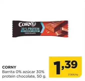 Alimerka CORNY Barrita 0% azúcar 30% protein chocolate, 50 g. oferta