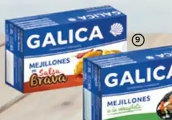 Alimerka GALICA Mejillones a la vinagreta, en salsa albariño o en salsa brava, p.n.: 111 g., p.e.: 65 g. oferta