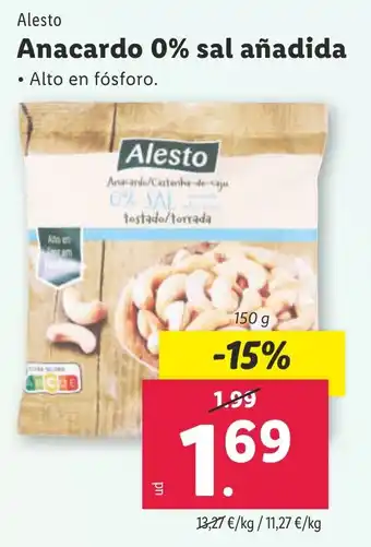 Lidl Anacardo 0% sal añadida oferta