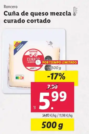Lidl Cuña de queso mezcla curado cortado oferta