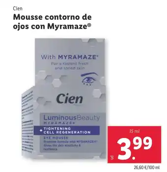 Lidl Mousse contorno de ojos con Myramaze® oferta
