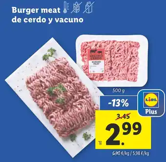 Lidl Burger meat de cerdo y vacuno oferta