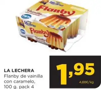 Alimerka LA LECHERA Flanby de vainilla con caramelo, 100 g. pack 4 oferta