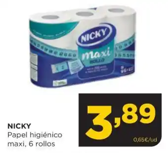 Alimerka NICKY Papel higiénico maxi, 6 rollos oferta