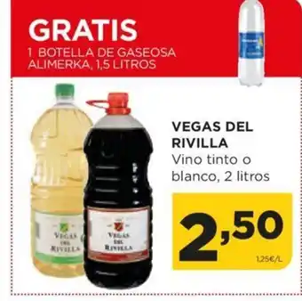 Alimerka VEGAS DEL RIVILLA Vino tinto o blanco, 2 litros oferta
