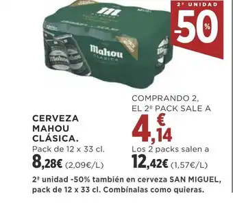 Supercor CERVEZA MAHOU CLÁSICA. Pack de 12 x 33 cl. oferta