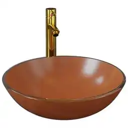 Brico Depôt Vidaxl lavabo grifo tapón pulsador cristal templado marrón oferta