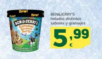 HiperDino BEN&JERRY'S helados distintos sabores y gramajes oferta