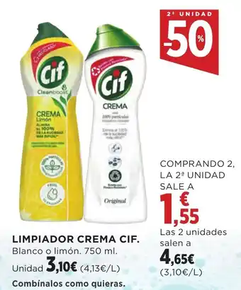 Supercor LIMPIADOR CREMA CIF. Blanco o limón. 750 ml. oferta