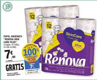 E.Leclerc PAPEL HIGIÉNICO "RENOVA SKIN CARE PLUS" oferta