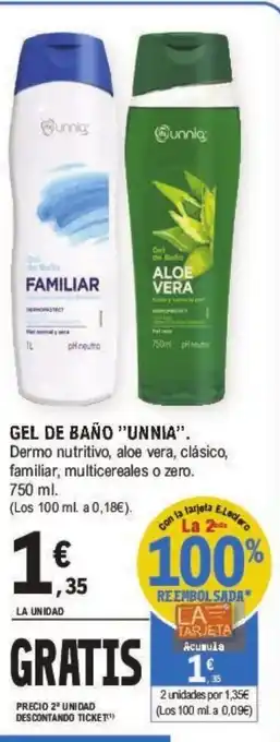 E.Leclerc GEL DE BAÑO "UNNIA". oferta