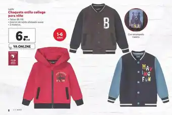 Lidl Lupilu Chaqueta Estilo College Para Niño oferta