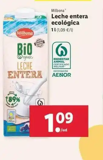 Milbona Leche Entera Ecológica 1l