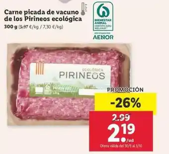 Lidl Carne Picada De Vacuno De Los Pirineos Ecológica 300g oferta