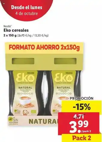 Lidl Nestlé Eko Cereales 2 x 150g oferta