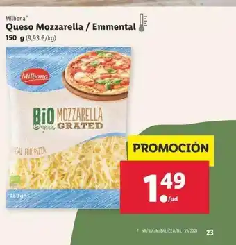 Lidl Queso Mozzarella Emmental 150g oferta