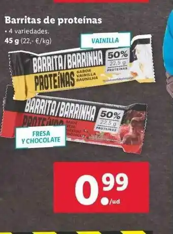 Lidl Barritas De Proteínas 45g oferta
