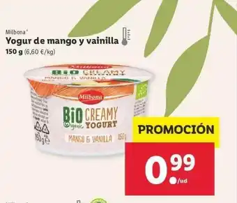 Lidl Yogur De Mango Y Vainilla 150g oferta