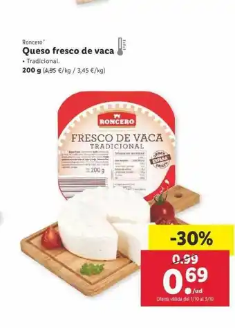 Lidl Queso Fresco De Vaca 200g oferta