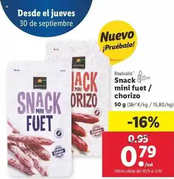 Lidl Snack Mini Fuet Chorizo 50g oferta