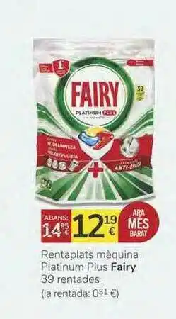 Supermercados Charter Rentaplats Màquina Platinum Plus Fairy oferta