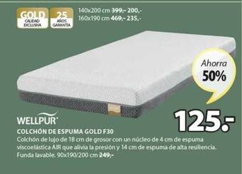 JYSK Wellpur Colchón De Espuma Gold F30 oferta