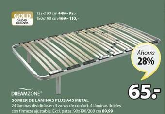JYSK Dreamzone Somier De Láminas Plus A45 Metal oferta