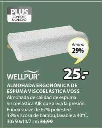 JYSK Wellpur Almohada Ergonómica De Espuma Viscoelástica Voss oferta
