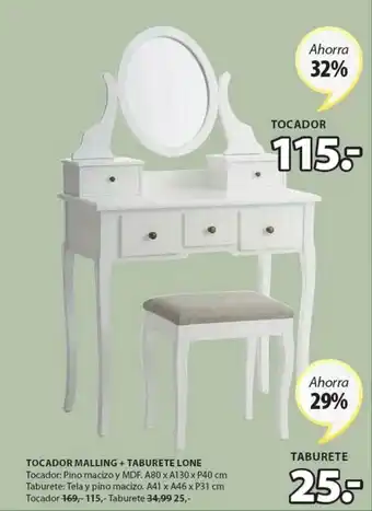 JYSK Tocador Malling + Taburret Lone oferta