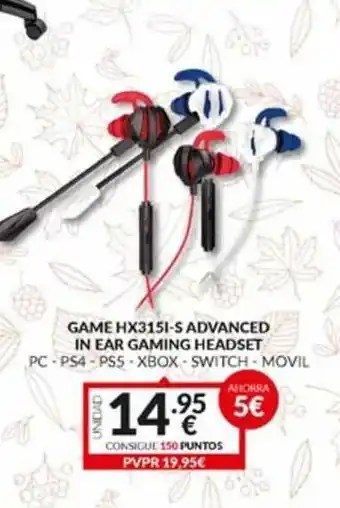 Game Game Hx315i-s Advanced In Ear Gaming Headset oferta