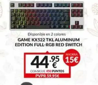 Game Kx522 Tkl Aluminium Edition Full-rgb Red Switch