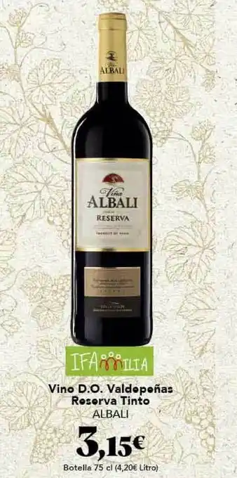 Gadis Vino D.o. Valdepeñas Reserva Tinto Albali 75cl oferta