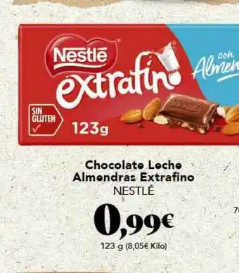 Gadis Chocolate Leche Almendras Extrafino Nestlé 123g oferta