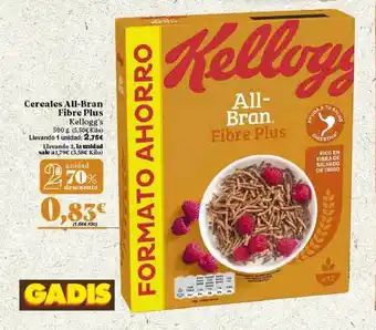 Gadis 2a Unidad 70% Descuento Cereales All-bran Filbre Plus Kellogg's oferta