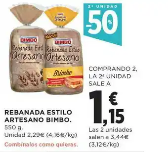El Corte Inglés Rebanada Estilo Artesano Bimbo 550g oferta