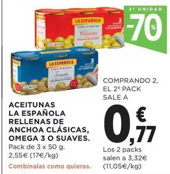 El Corte Inglés Aceitunas La Española Rellenas De Anchoas Clásicas Omega 3 O Suaves oferta