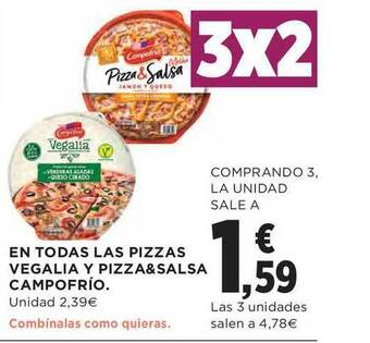 El Corte Inglés En Todas Las Pizzas Vegalia Y Pizza&salsa Campofrío oferta