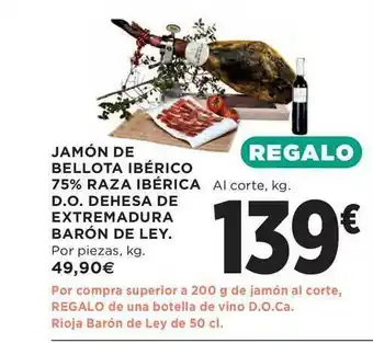 El Corte Inglés Jamón De Bellota Ibérico 75% Raza Ibérica D.o. Dehesa De Extremardura Barón De Ley oferta